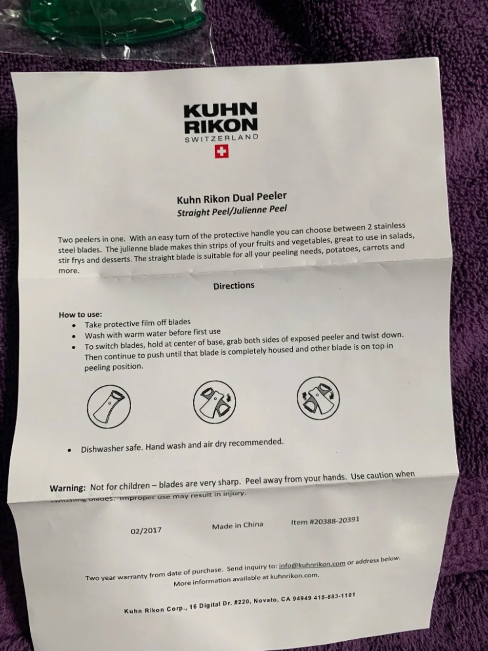 New in Box Kuhn Rikon Set 4 Dual Peelers